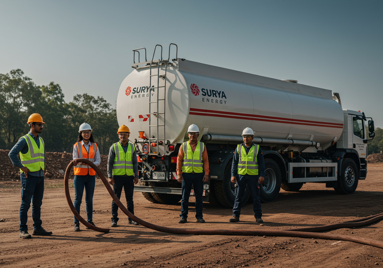 Engineering unit fuel supply — tanker delivery for heavy machinery and equipment