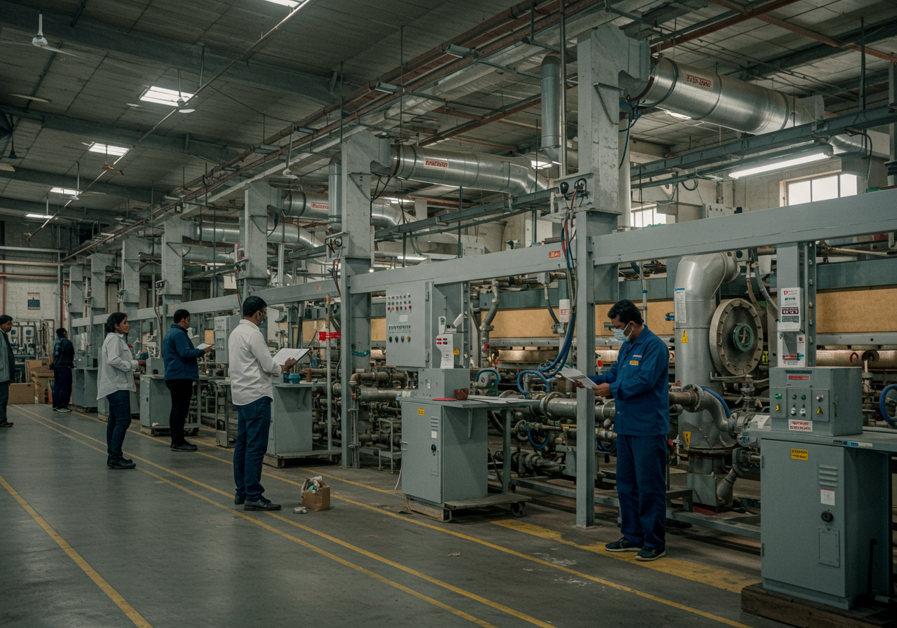 Textile mill interior — furnace oil and LDO supply for dyeing and steam generation